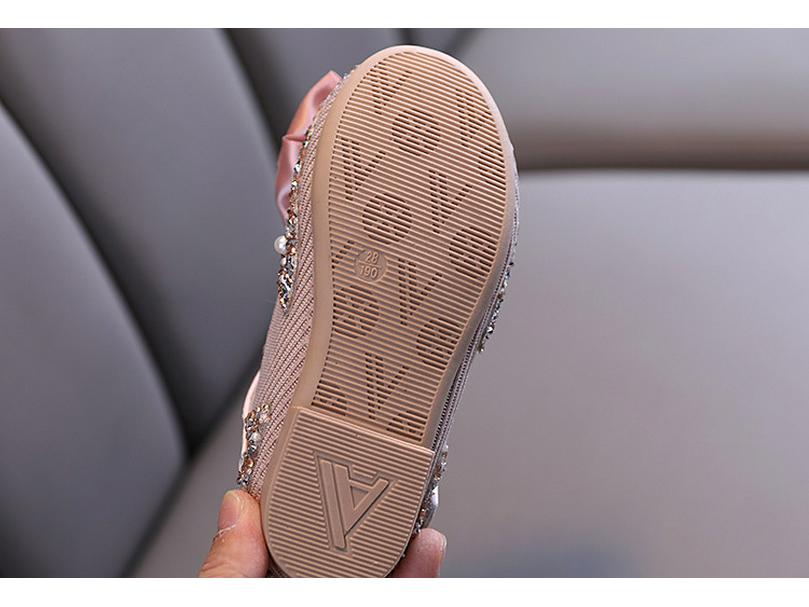 2025 Girls' Spring & Autumn Casual Diamond Bow Dance Shoes for Children