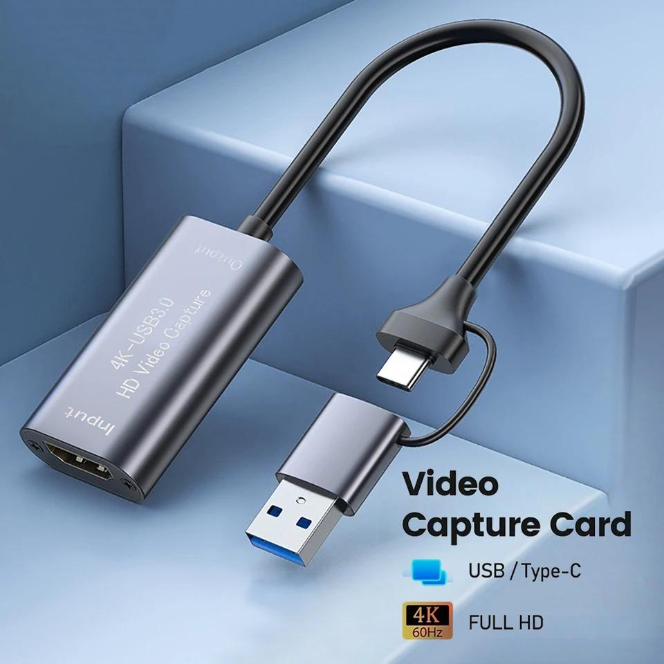 USB 3.0 Video Capture Card 4K HDMI To USB/Type-C Game Grabber Record Video Audio Recording for Switch Xbox PS4/5 Live Broadcast