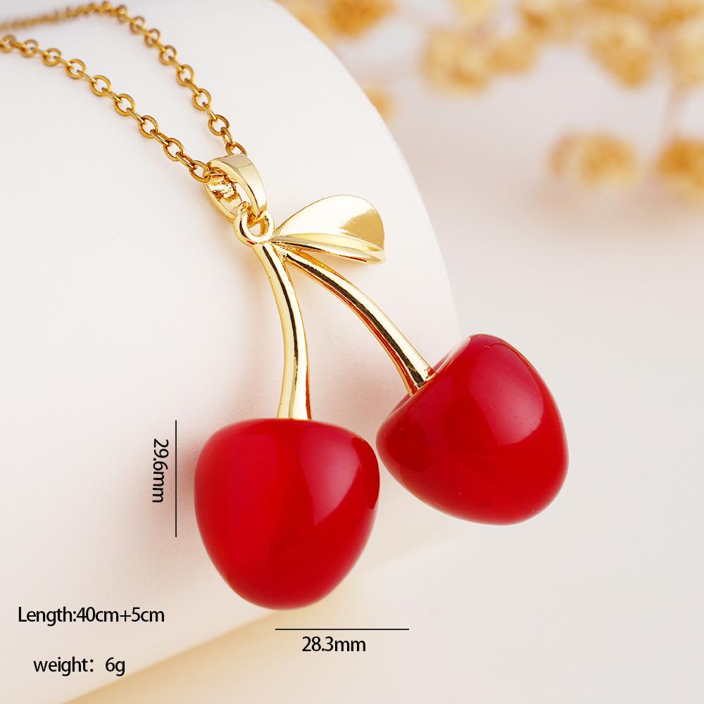 

Exaggerated Sweet Large Resin Cherry Pendant Necklace for Women Girls Stainless Steel Chain Cute Cherry Jewelry Gifts for Lover