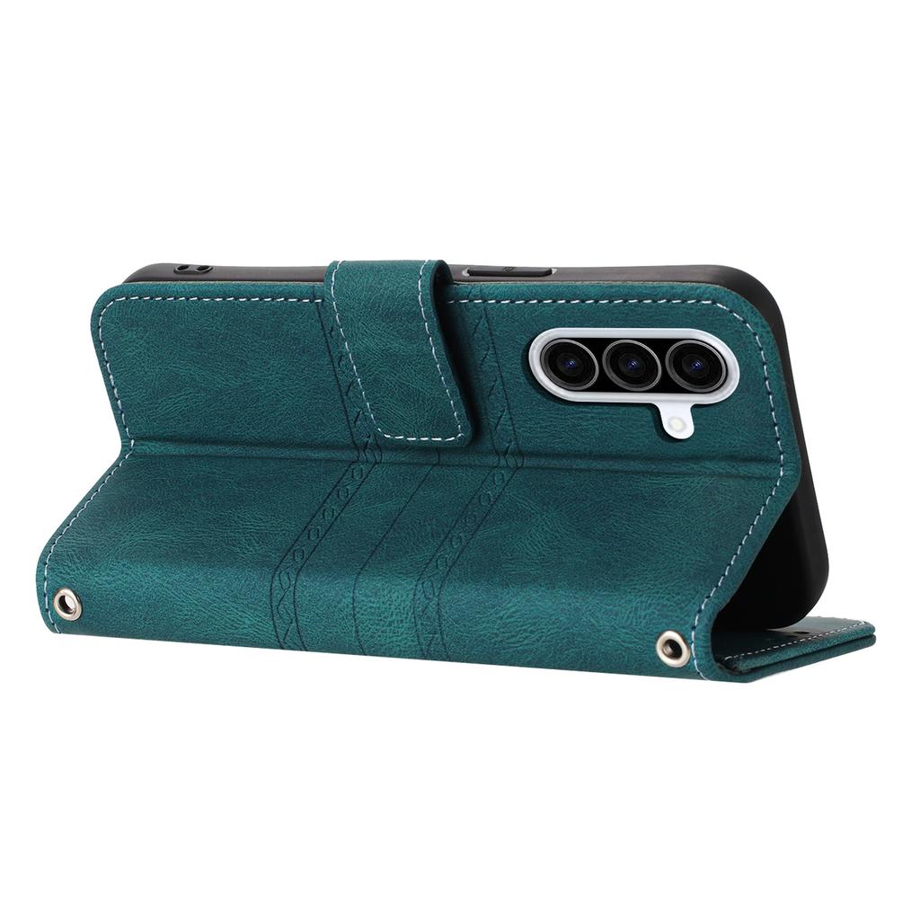 For Samsung Galaxy A17 5G/A26 5G Case Wallet Skin-Touch Leather Imprinted Phone Cover with Wrist Strap