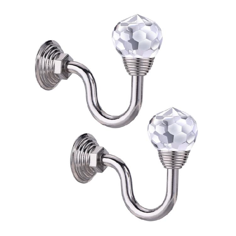 

Exquisite 2PCS Curtain Holdback Drapery Holders with Clear Crystal Ball Silver 1