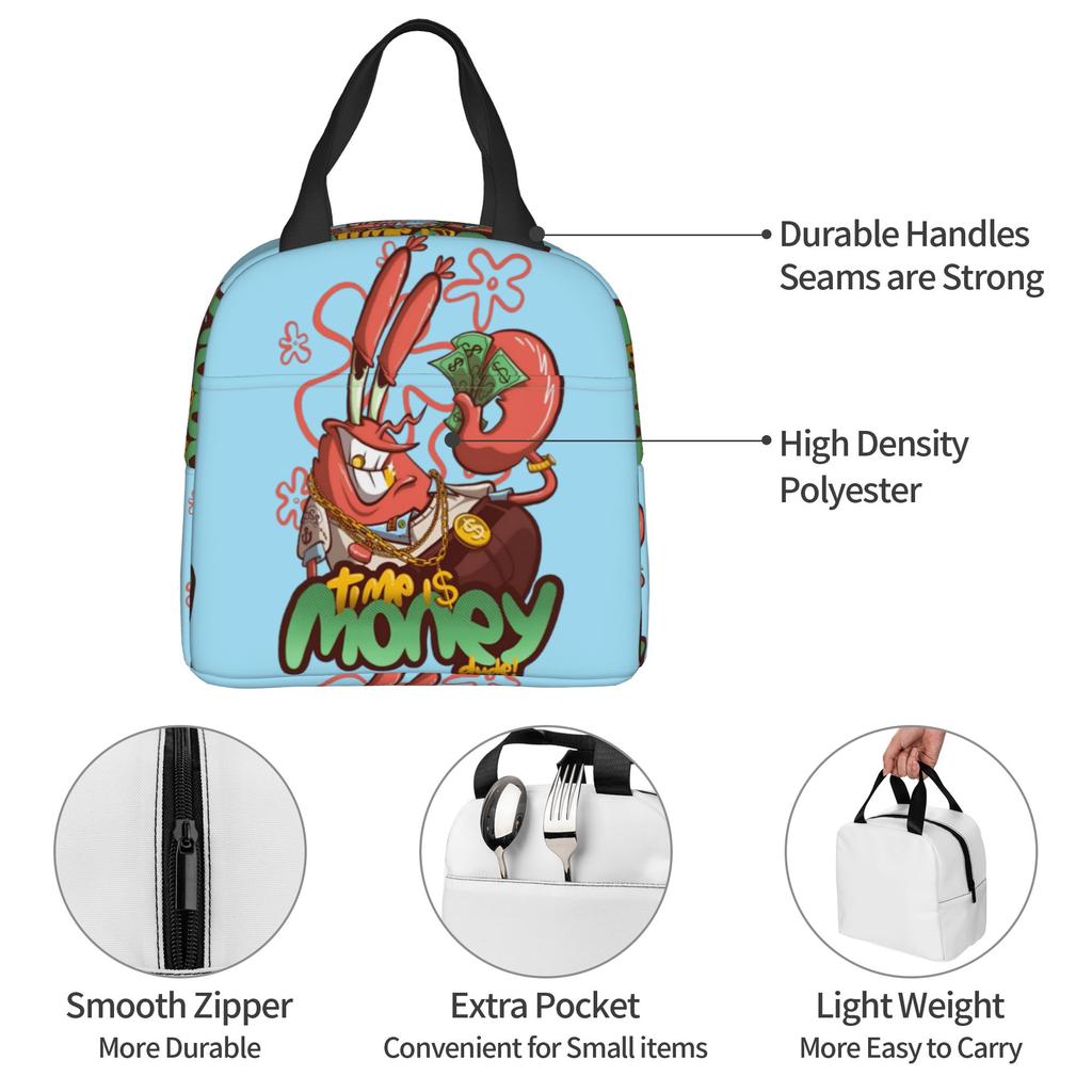 Custom S-Sponges Anime Bobes Thermal Insulated Lunch Bags Women Men Cartoon Resuable Lunch Container for School Office Food Box