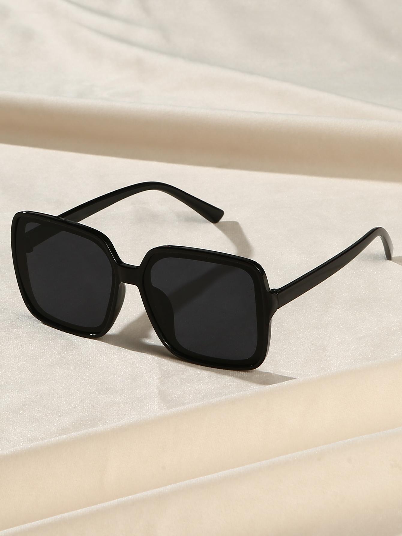 1Pc Oversized Square Frame Black Glasses Plastic Frame Pc Lenses Fashionable and Simple Basic Decorative Glasses Holiday Gifts