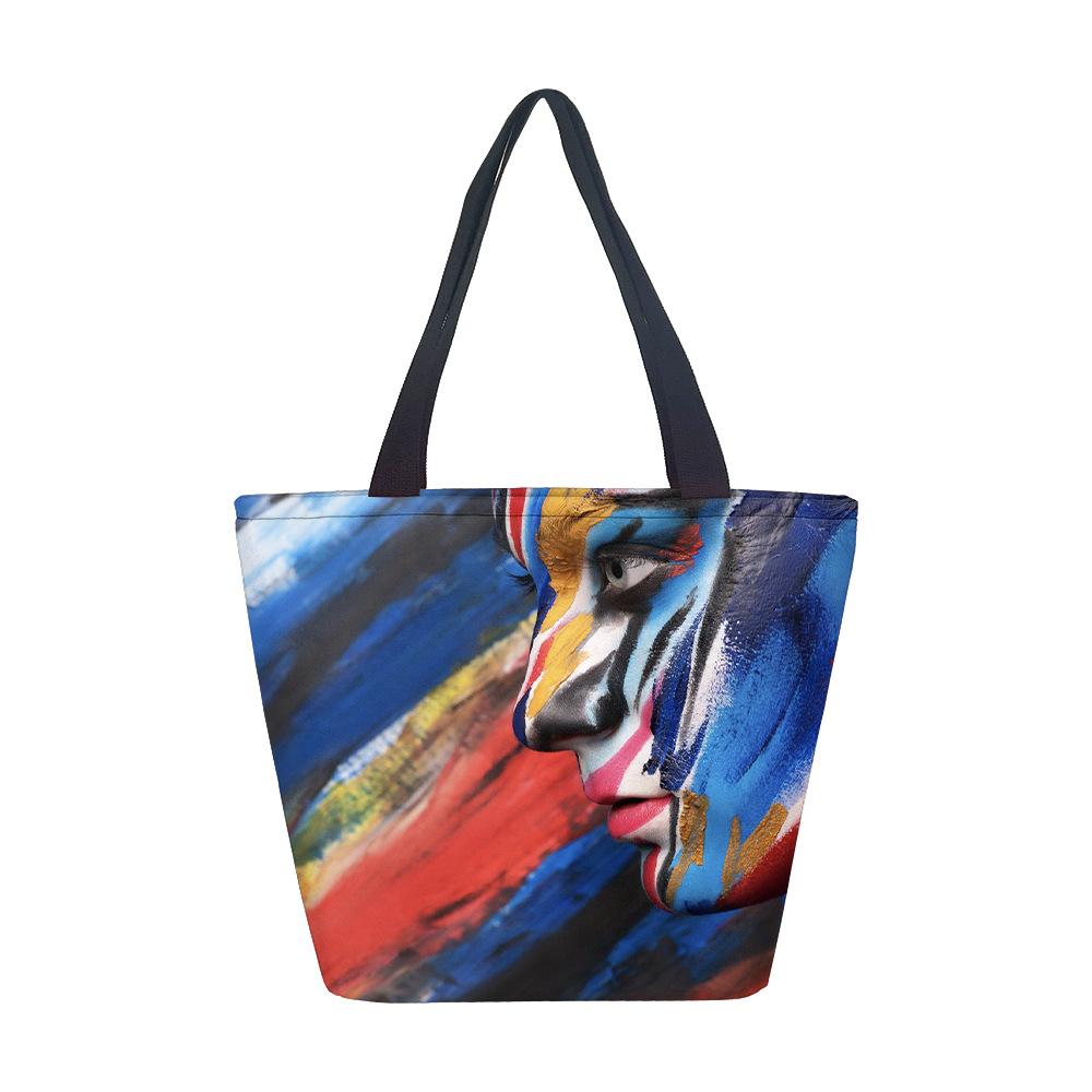 Borsa da donna senza tema Borsa a spalla da ragazza Borsa in tela stampata Tendenza moda Borsa tote di grande capacità