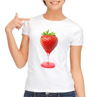 Women S Top Tees Strawberry 3D Printing Lovely T-Shirt Women Printing Short Sleeve T