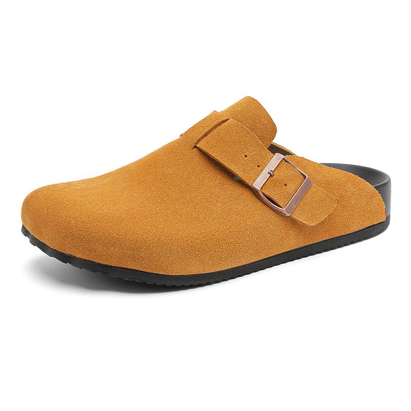 Fashion Fashion Suede Cork Slippers for Men Insole Cork Clogs Sandals with Arch Support Clogs Mules Slippers Leisure Walk Male Half Drag