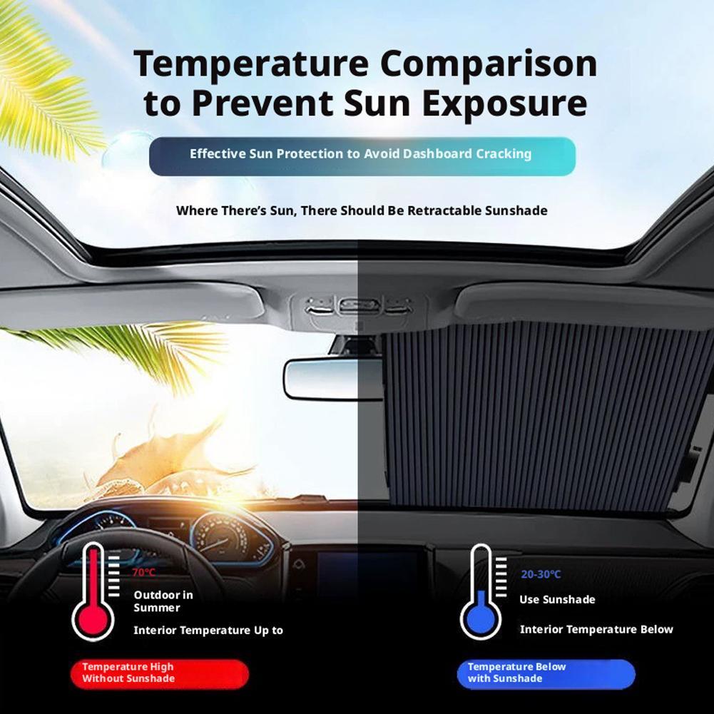 46-70cm Car Front/Rear Window Sun Shade Windshield Curtains UV Protection Automatic Retractable Light Blocking Board for Car SUV