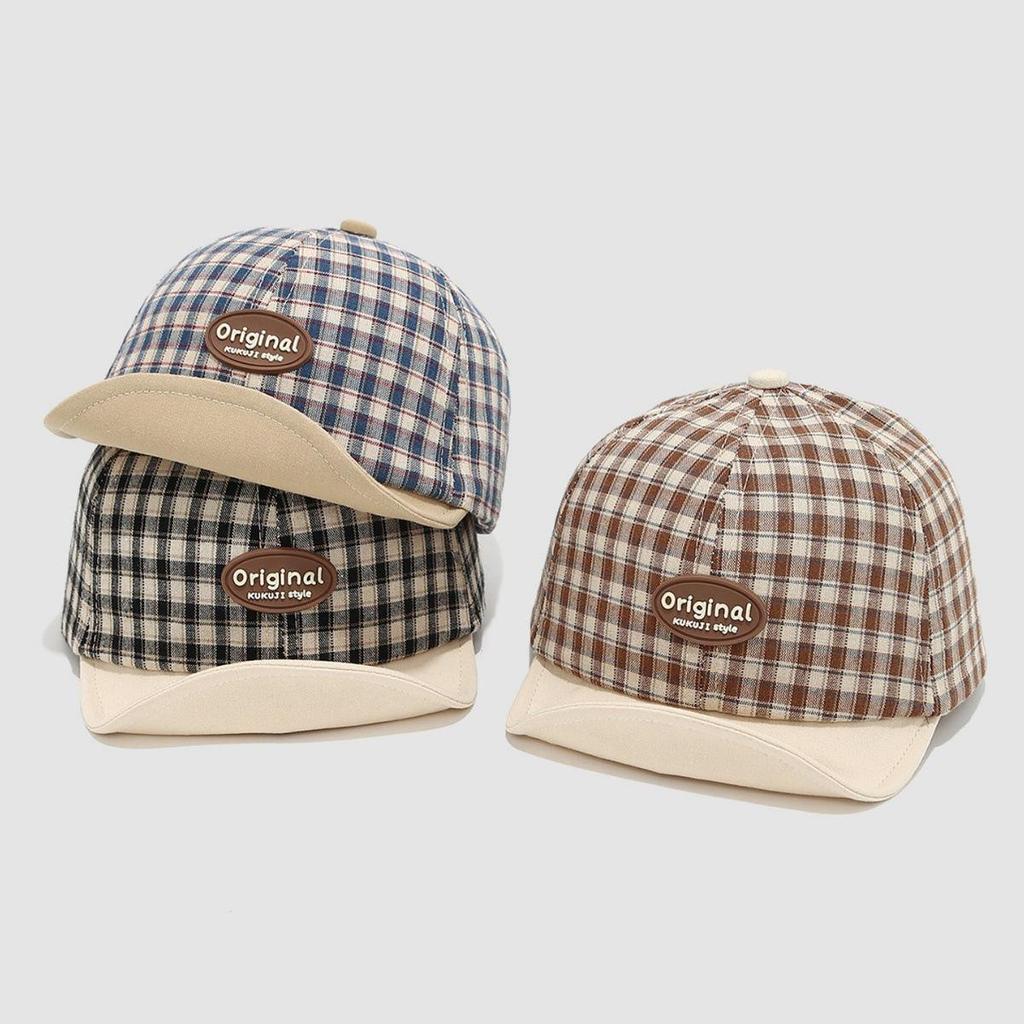 Plaid Unisex Infant Duckbill Baseball Cap - Soft Brim Baby Sun Hat for Spring and Autumn