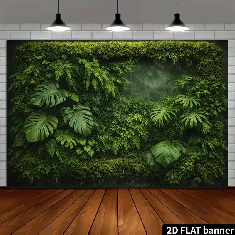 Tropische grüne Wandkulisse mit Monstera und Farnen Fotografie-Hintergrund