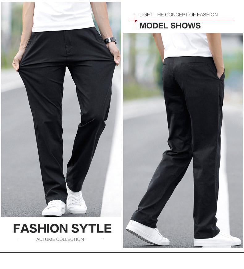 Pánské nadměrné velikosti ležérní business bavlněné kalhoty - Volné kalhoty s rovnými nohavicemi pro práci a sport