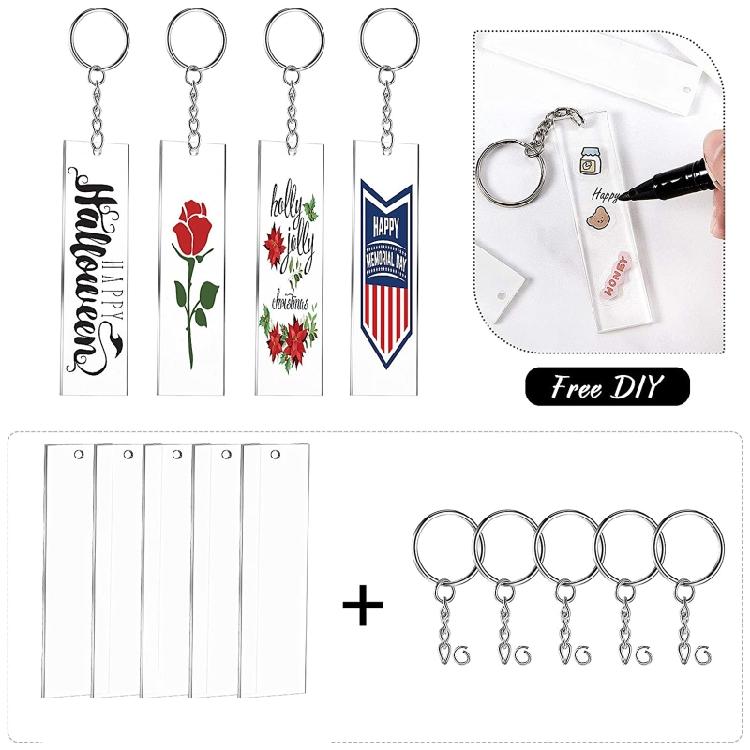 Customized Hanging Tags Clear Keychains Heat Transfer Car for Key Bag Pendant Ac