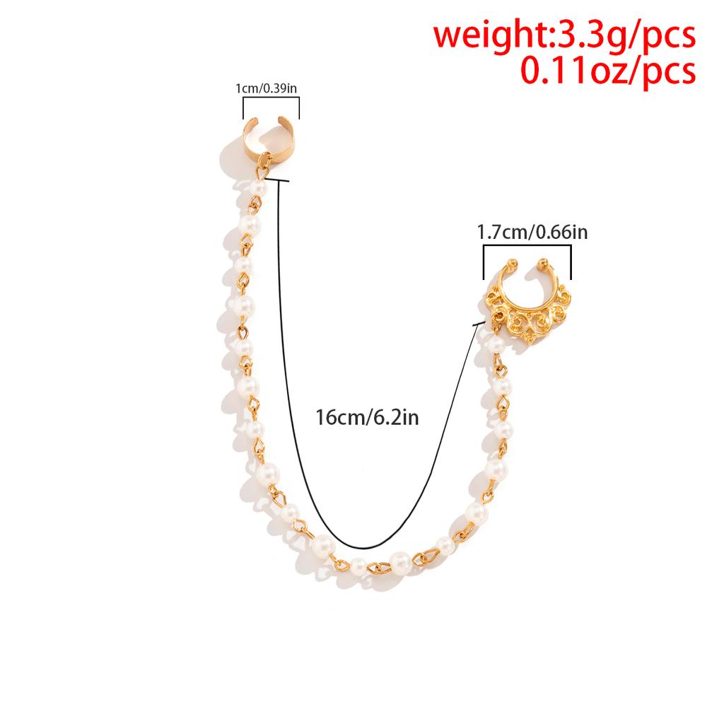 Mode Imitation Perle Nasenclip Ring Mit Ohrring für Frauen Ohne Nasenpiercing Körperkette Schmuck Party Tänzer Zubehör