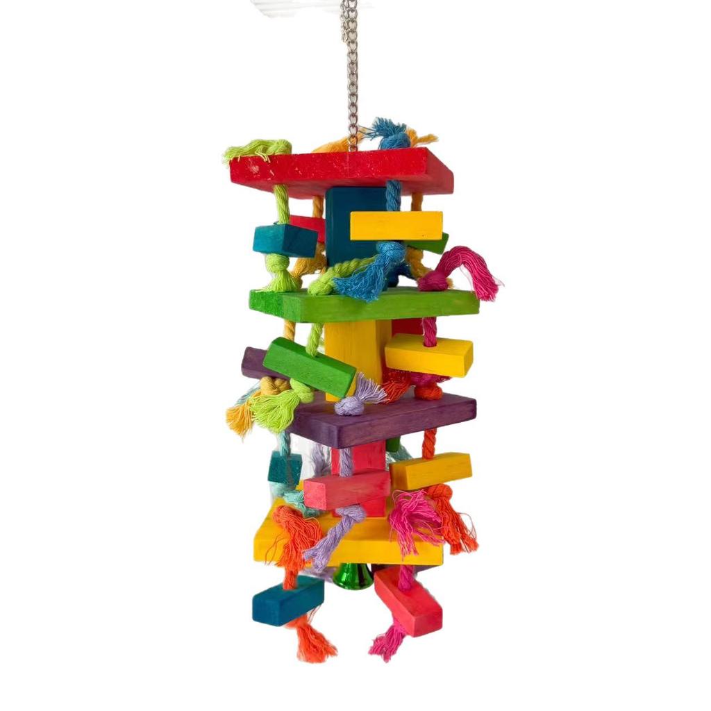 Colorful Wooden Chewing Toys for African Grey Parrots, Large/Medium Size Bird Toys In Stock