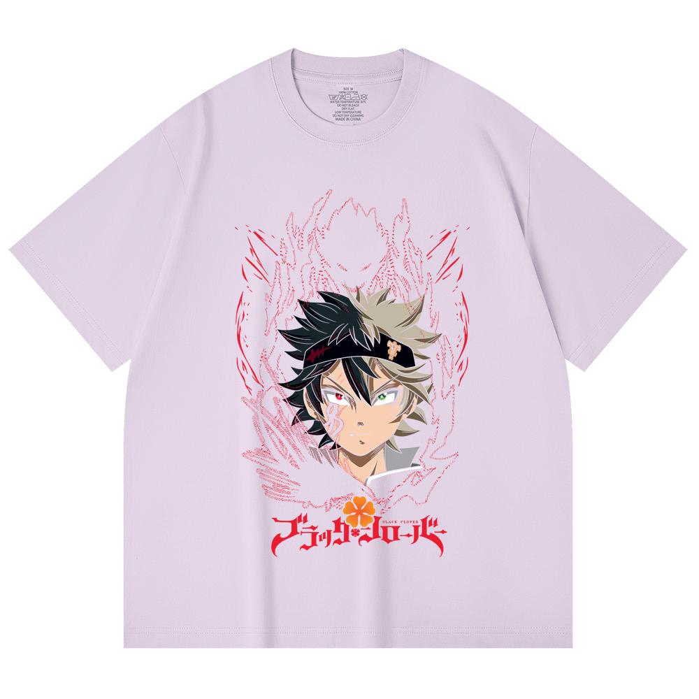 230 Gsm 100% Cotton Black Clover V4 Asta Print Unisex Heavy Cotton T Shirt
