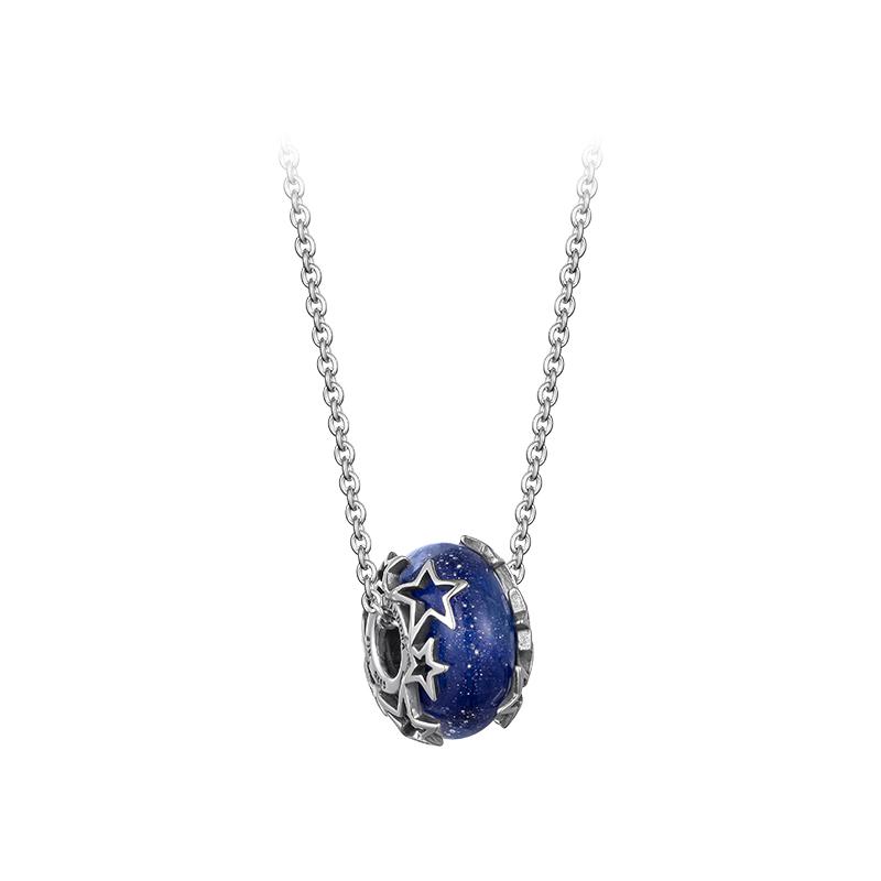

Pandora Blue Galaxy Glass Star Decoration Necklace Set Women necklaces Silver ZT-0040 Box