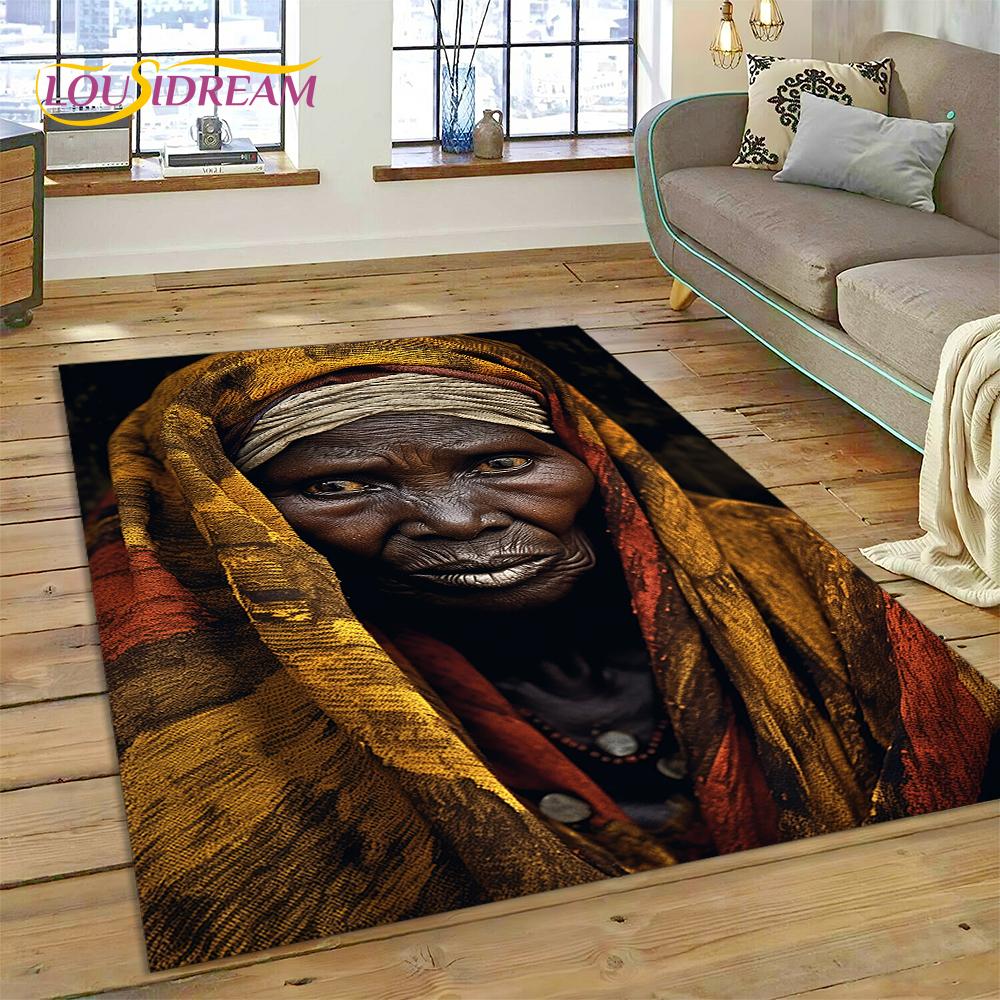 Cartoon Africa Ethiopian Custom Painting Art Carpet Rug for Bedroom Living Room Home Sofa Decoration,kids Large Decor Floor Mat