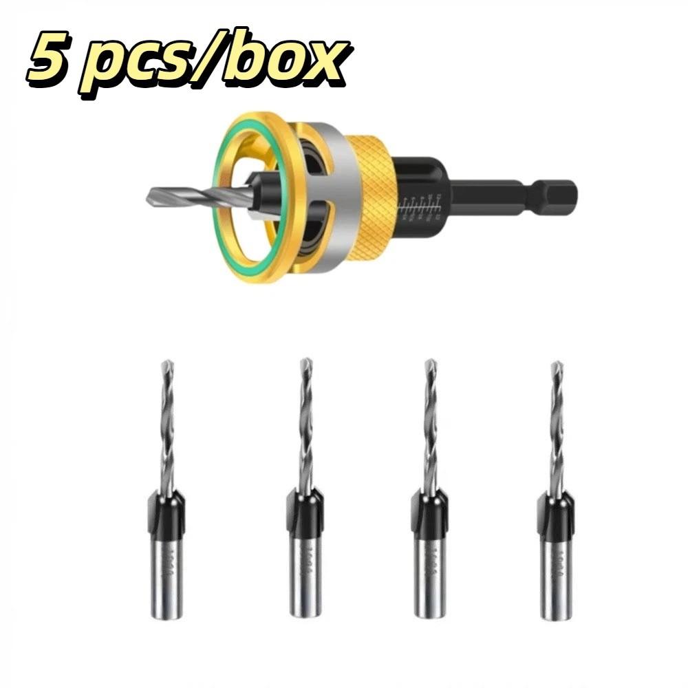 5pcs/box Smooth Drilling Countersink Drill Bit Two-Flute Drill Bit Hidden Screw Installation