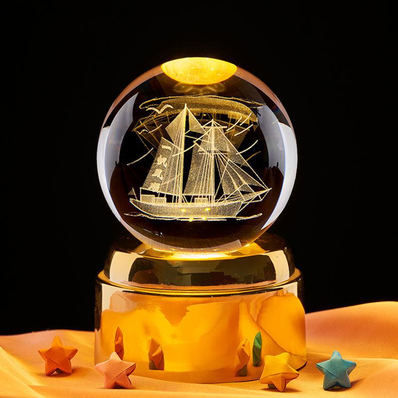 Glowing Crystal Ball 3D Engraved Night Light - Creative Gift & Ornament