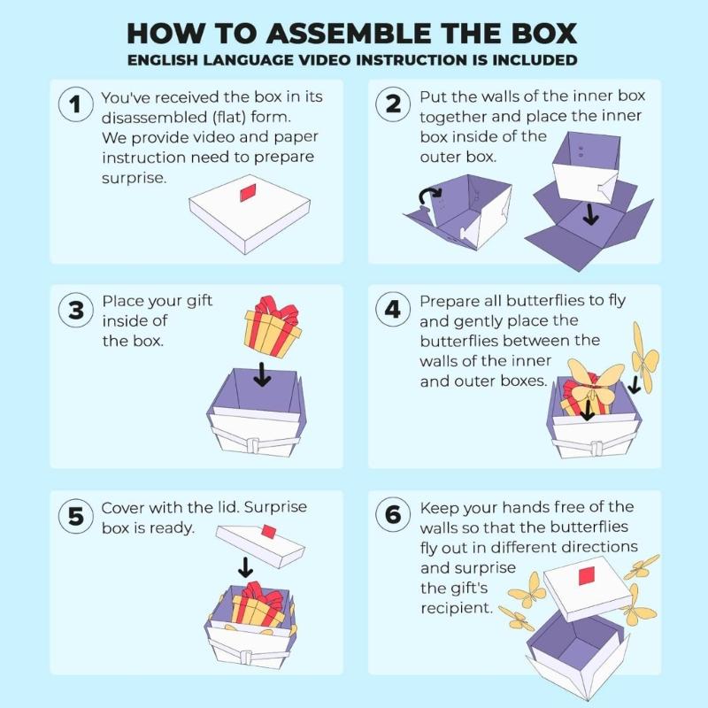 Explozivní krabička s motýly Motýlí dárková krabička Krabička se překvapením s létajícími motýly pro narozeninové dárky a párty drobnosti