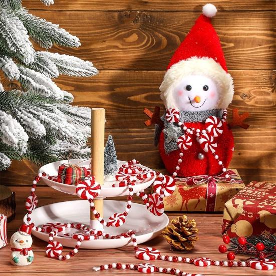 Christmas Candy Garland Plastic Peppermint Candy Bead Christmas Tree Garland for Xmas Tree Wreath Fireplace Holiday Party Supplies
