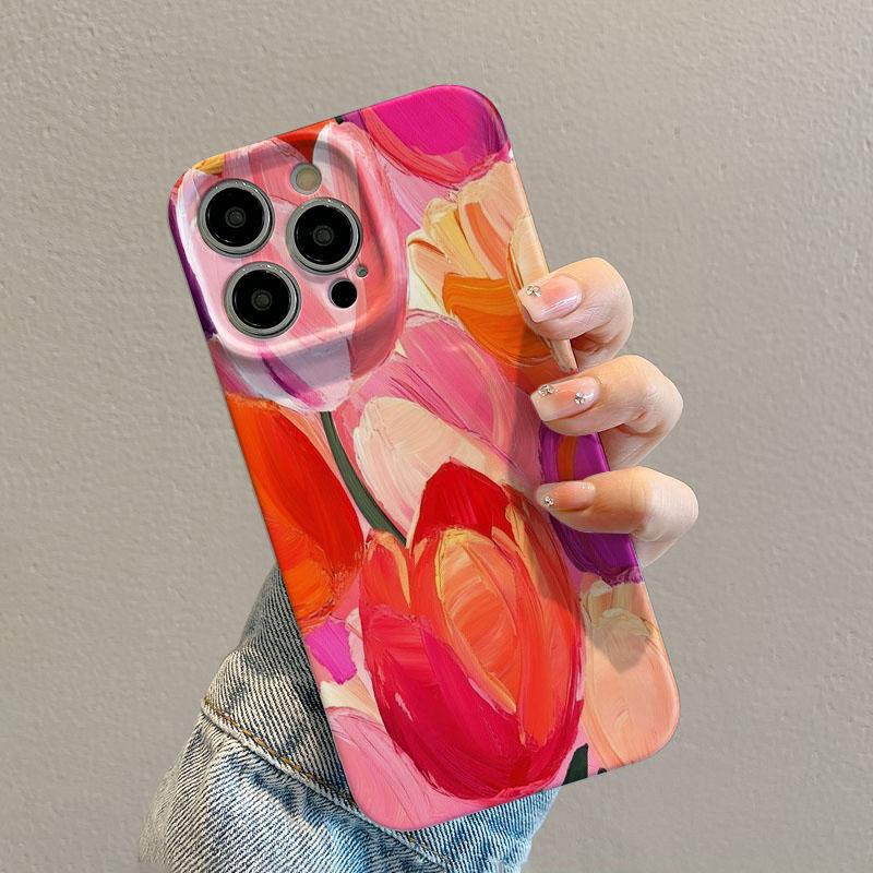 Oil Painting Tulip Flower Glossy Film Hard Phone Case for Samsung Galaxy A37 A57 A17 A07 A16 A56 A26 A35 A15 A54 A05 A14 4G 5G