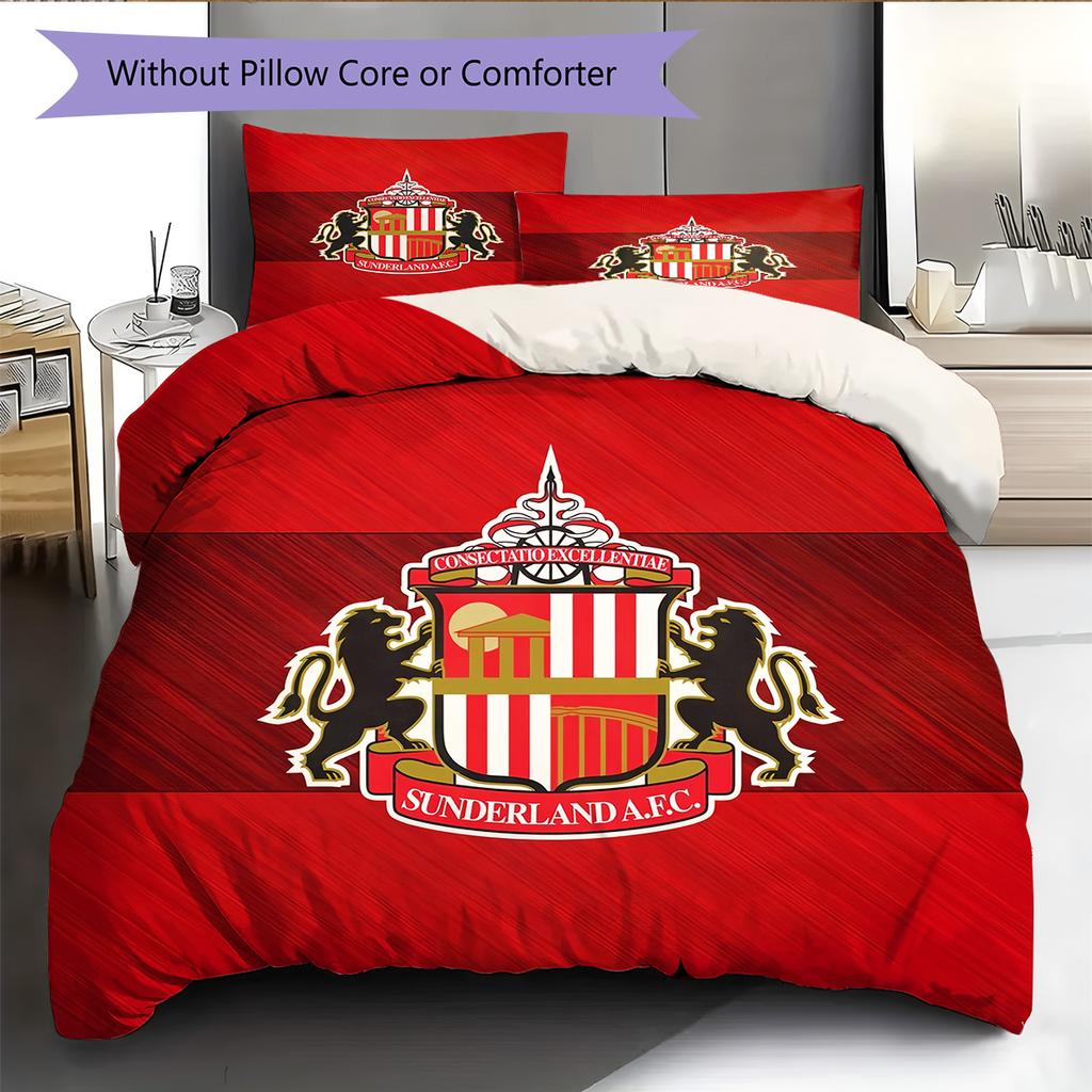 Sunderland AFC Pattern Bedding Quilt Set Home Decoration Gift (1 * Duvet Cover + 2 * Pillowcase Without Core)