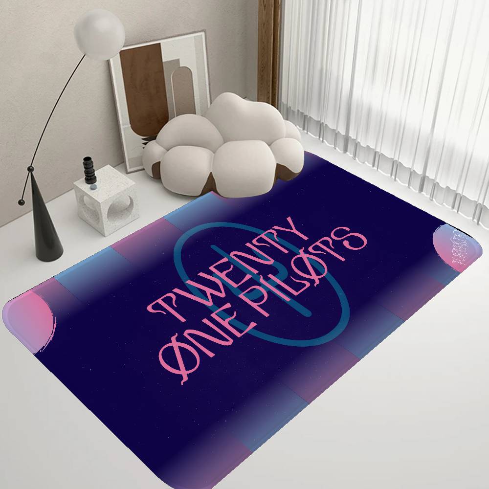 Popular T-Twenty One Pilot Band Floor Mat INS Style Soft Bedroom Floor House Laundry Room Mat Anti-skid Household Carpets