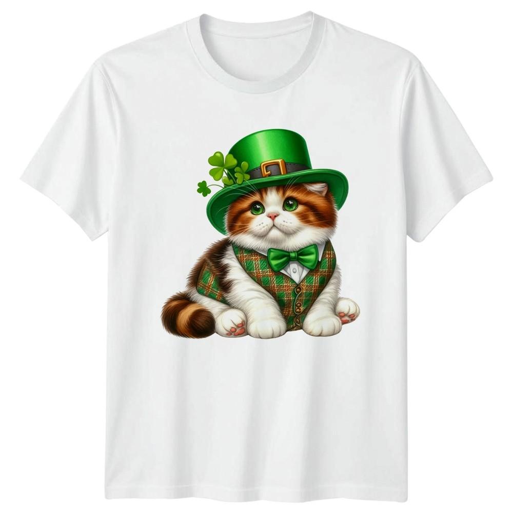 Cute Cat Wearing Green Leprechaun TShirt St Patricks Day Irish Novelty S