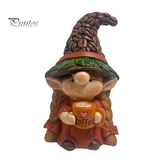 Hand Painted Gnome Set Coffee Ornaments, Cute Resin Figurines, Decorative Tabletop Kitchen Decor Centerpiece for Bar & Lovers Figurines