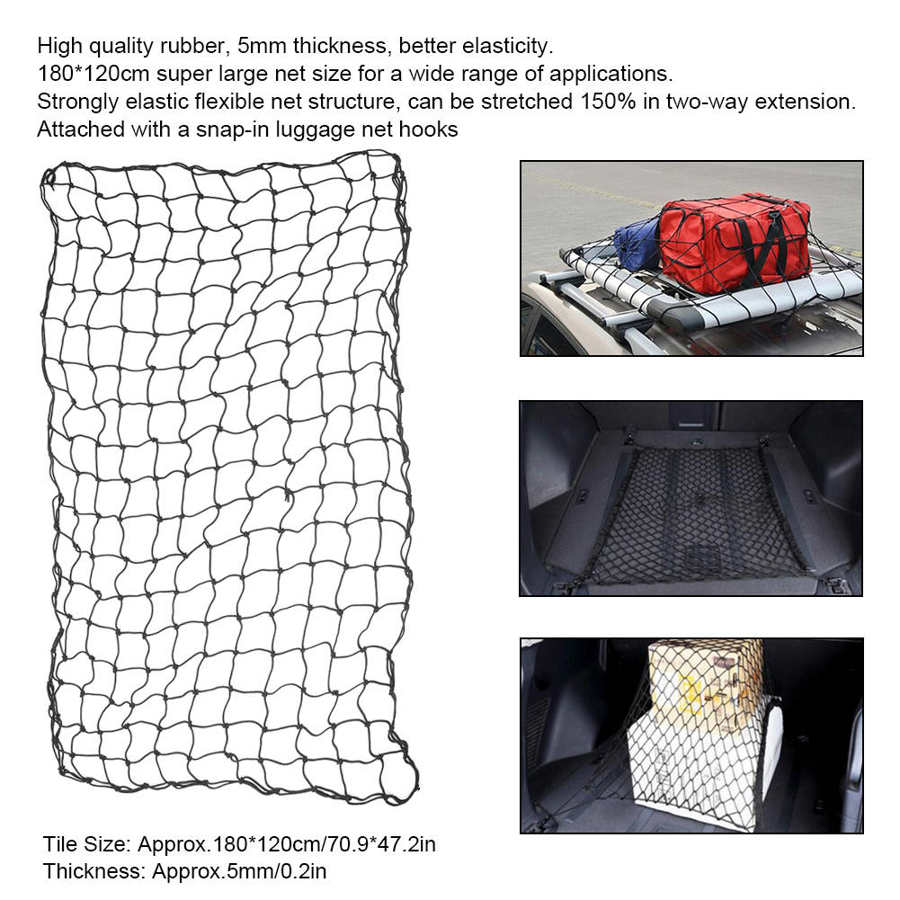 180*120 cm Auto Anhänger Dach Rack Net Elastische Gummi Ladungen Gepäck Lagerung Mesh Organizer Haken universal Dach Gepäck