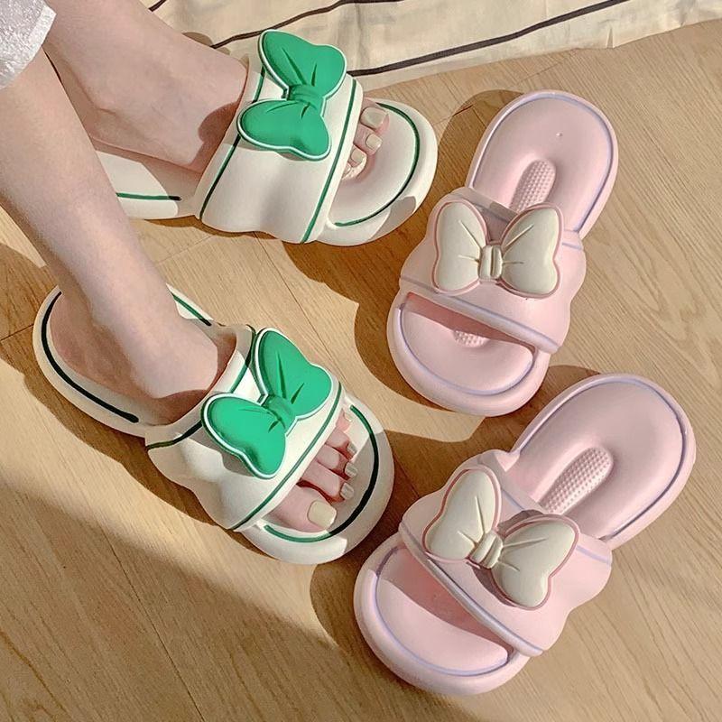 Summer Bow Flip Flops Women Soft Slippers Non Slip Indoor Outdoor Fashion Sandals