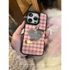 Black frame mirror plaid love sausage cute graffiti apple 17promax mobile phone case cute puppy hard anti-drop