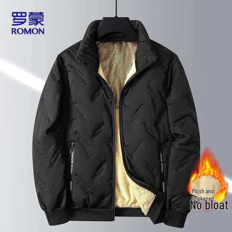 ROMON Men's Thickened Fleece-lined Stand Collar Padded Jacket ZH2588