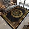 Luxury Black Gold Greek Key Print Carpet Plush Flannel Rug Living Room Bedroom Home Decor Area Rug Non Slip Floor Mat