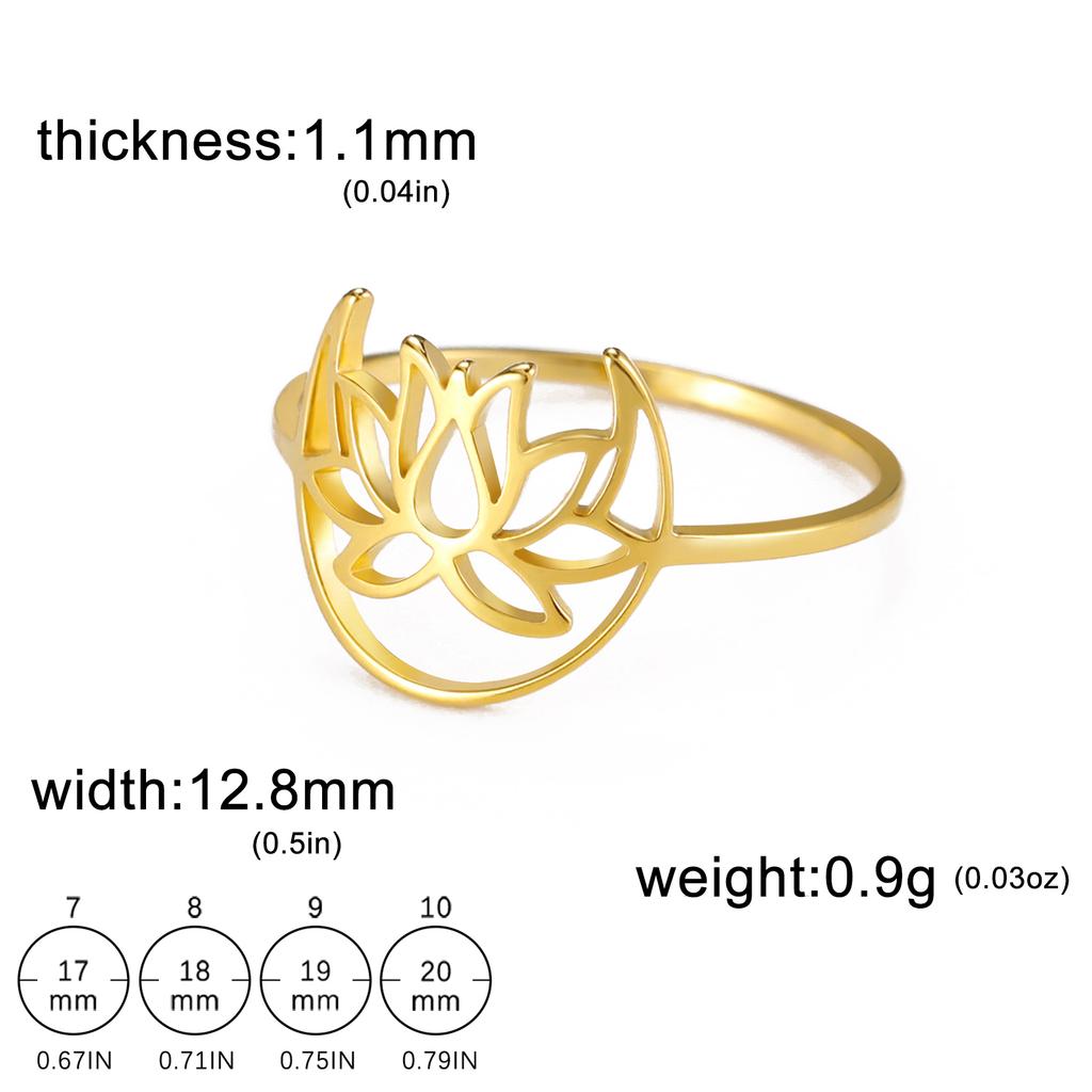 LIKGREAT Elegant Lotus Ring for Women Stainless Steel Amulet Vintage Wedding Finger Rings Jewelry Valentine's Day Gift Wholesale