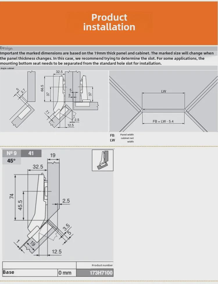 Blum 90°/180° Special Angle Hinge for Corner Cabinets