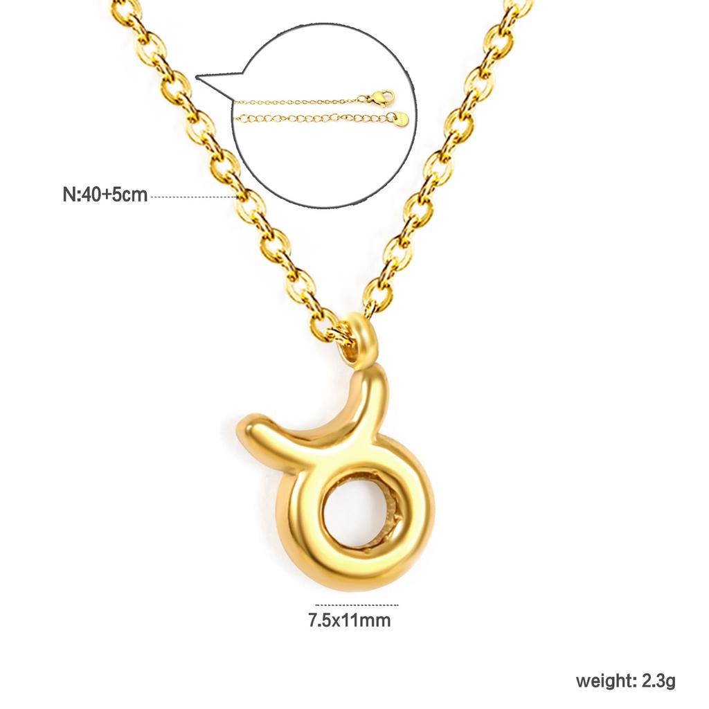 Fashion Creative Zodiac Pendant Necklace Gold Bubble Charm Versatile Collarbone Chain Jewelry
