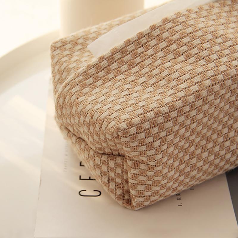 Japanese-Style Jute Tissue Case Napkin Holder for Living Room Table Tissue Boxes Container Home Car Papers Dispenser Holder