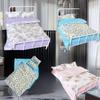 1/12 Dollhouse Miniature Bed Four Piece Bed Set Cover Bedding Set Doll Bedroom Decoration Toy