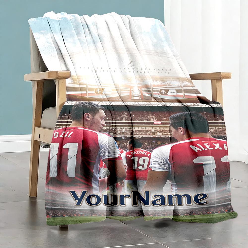 Arsenal Personalized Name Blanket Lightweight Customizable Blanket Soft & Cozy Throw For Living Room Seaside Home Decor Picnics All-Season Use