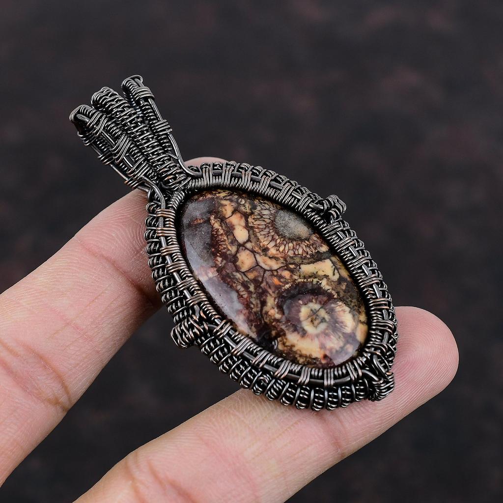 Birds Eye Jasper Pendant Copper Wire Wrapped Pendant Beautiful Copper Jewelry Handmade Gemstone Pendant Wire Wrapped Jewelry Engagement Gift