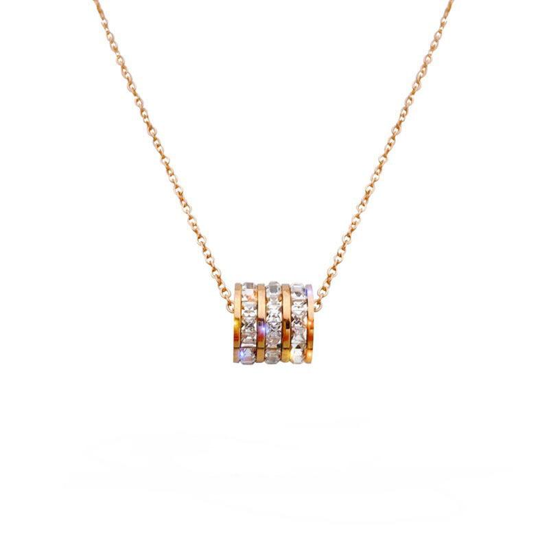 Niche Light‑Luxury Full‑Zircon Small‑Waist Titanium‑Steel Women Necklace, High‑Finish Versatile Temperament Collarbone Chain