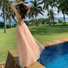 Strandurlaub Sexy rückenfreies Kleid mit Halsausschnitt Hochwertiges Design Sanftes Temperament Französischer langer Rock