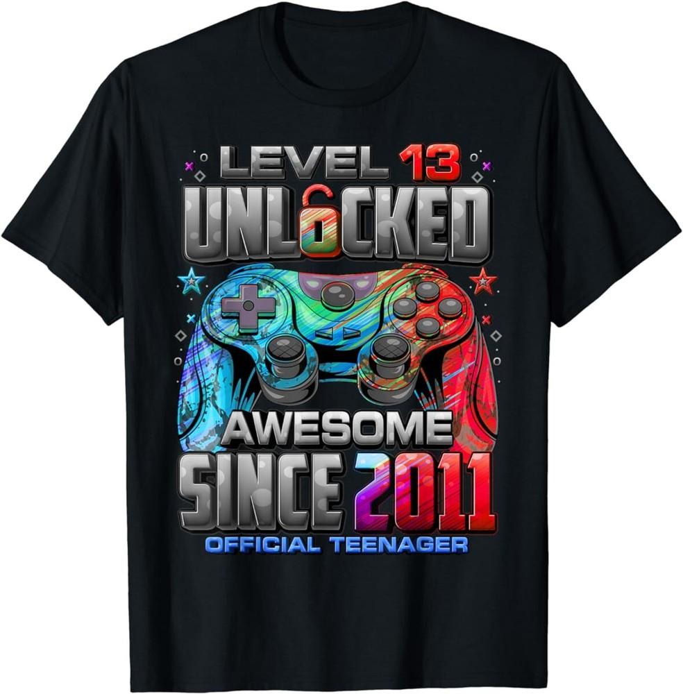 

Level 13 Unlocked Awesome Since 2011 13th Birthday Gaming T Shirt Men Women Kid 3XL