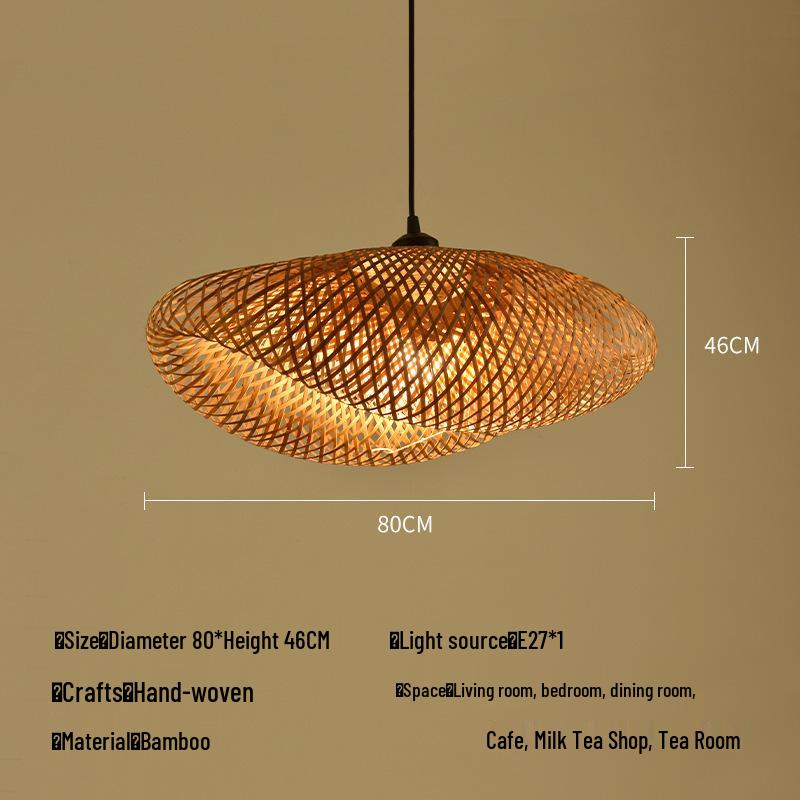 Bamboo Rattan Pendant Lamp: New Chinese & Japanese Style Zen Lighting for Tea Room & Dining, Antique Lantern Design.