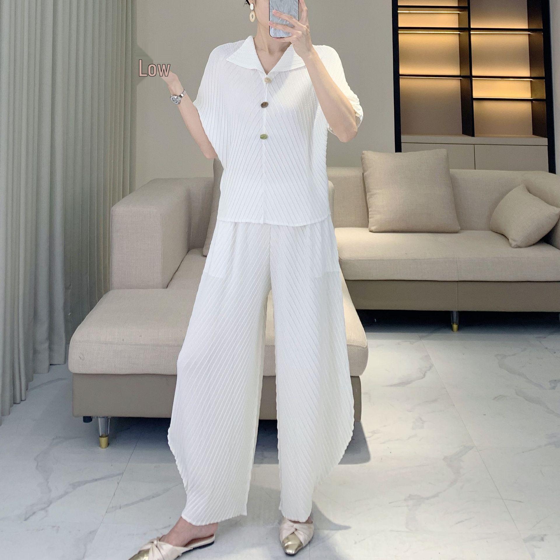 

2025 High-End Summer Women s V-Neck Top & Irregular Lantern Pants Set One Size (Fits 90-150 lbs)