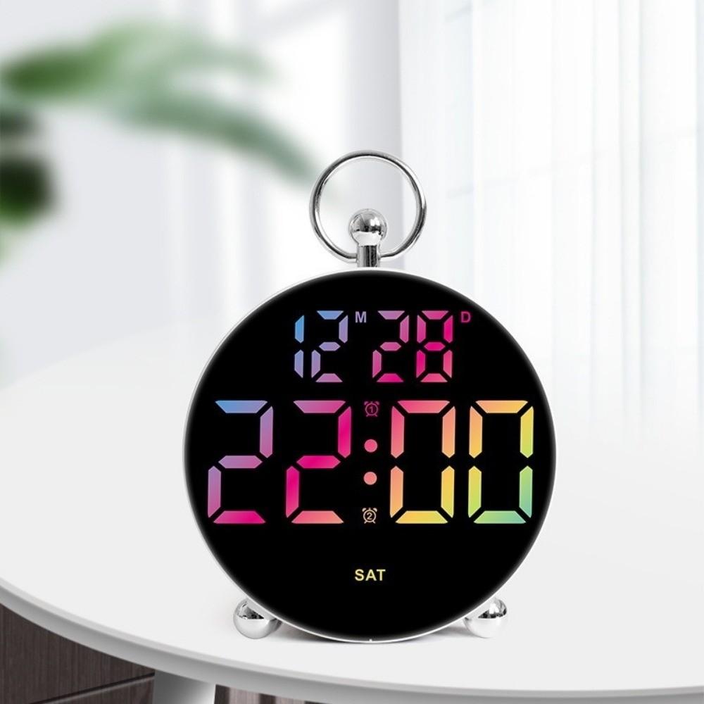Large-Screen Digital Alarm Clock Round Shape Table Clock Creative Electronic Clock Desktop Use