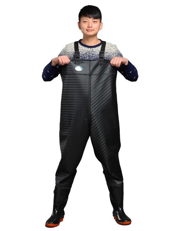 Рыболовные вейдерсы Fisher King 110 Denier Black Diamond с нагрудником и лямками, водонепроницаемые, с износостойкими ботами. 42