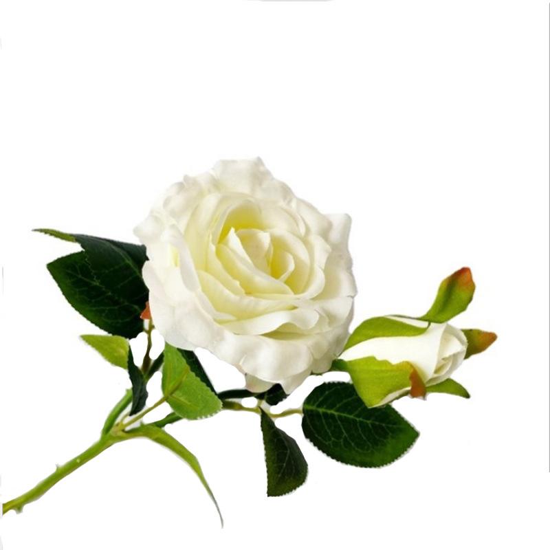 Meizanchen 2 Heads Happy Rose Single Branch Fake Flower Silk Flower Living Room Soft Decoration Indoor Flower Arrangement Simulation Rose Ornament