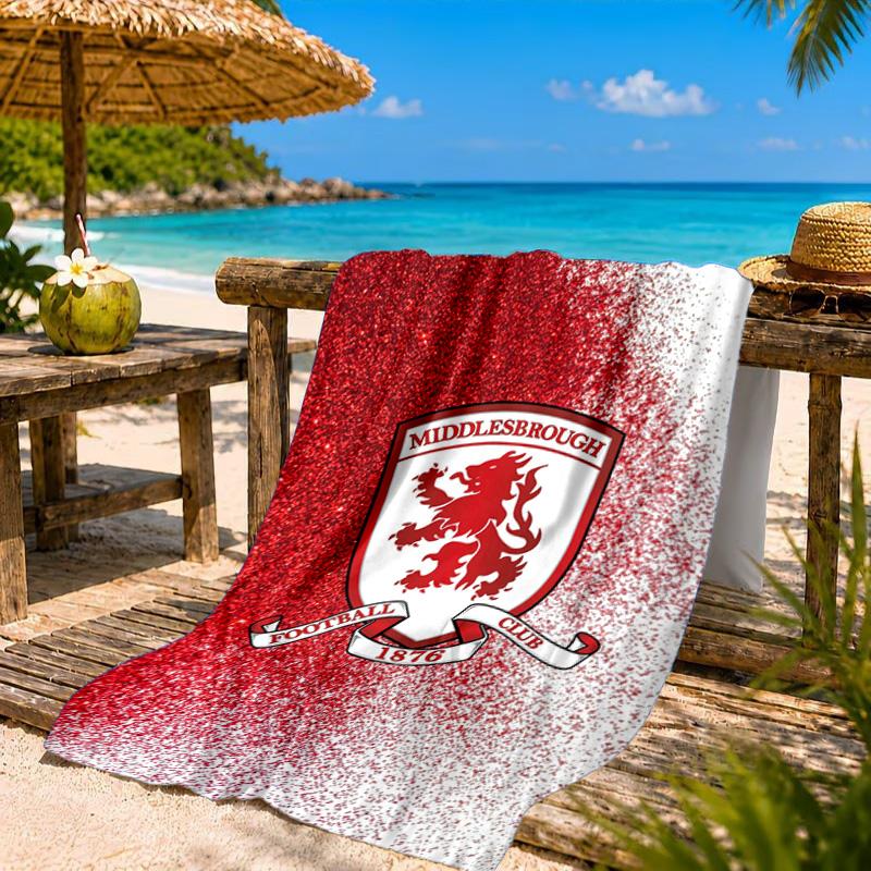 Football Club Emblem Printed Microfiber Beach Towel, Soft And Absorbent, Quick-Dry, Ideal for Summer Travel, Beach Essential, Swimming Pool